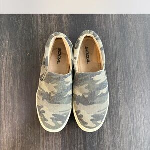 Soda Camouflage Canvas Slip-Ons